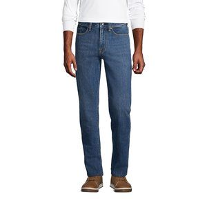 NWT LANDS' END MEN'S COMFORT WAIST 5 POCKET DENIM JEANS MEDIUM WASH 48X32
